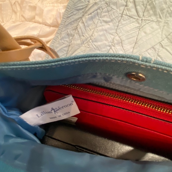 Small Blue Canvas Handbag with Leather Handles - Picture 5 of 6